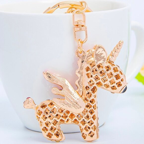 Unicorn Keychain Fuchsia Rhinestone Unicorn Charm Bag Charm Keychain Horse Charm - Picture 3 of 12